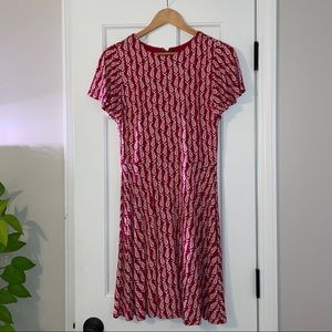 LOFT Red A-Line Dress with Flutter Sleeves
